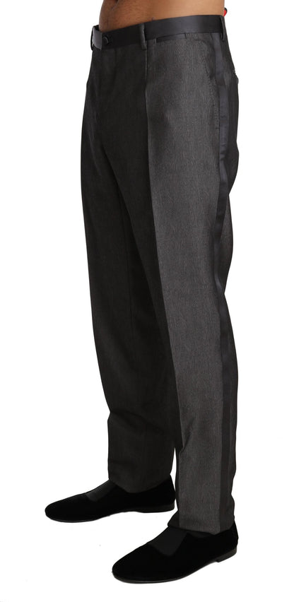 Dolce & Gabbana Elegant Patterned Gray Wool Blend Trousers - Sandy Store ByNet