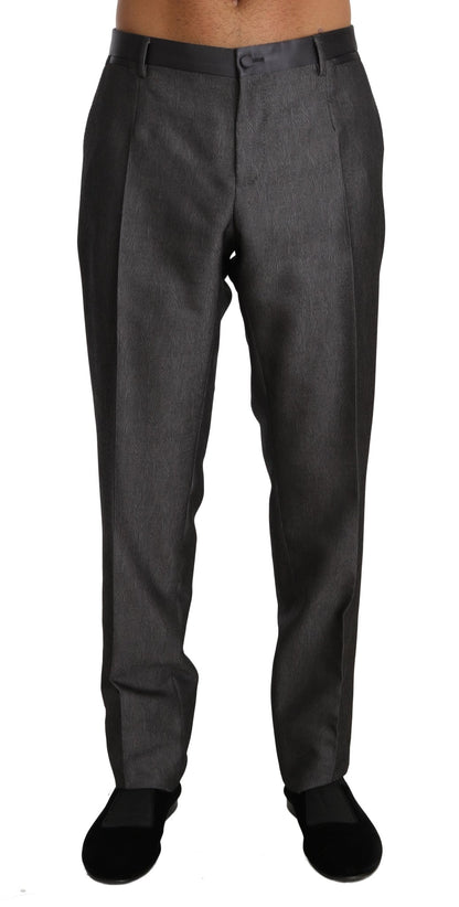 Dolce & Gabbana Elegant Patterned Gray Wool Blend Trousers - Sandy Store ByNet