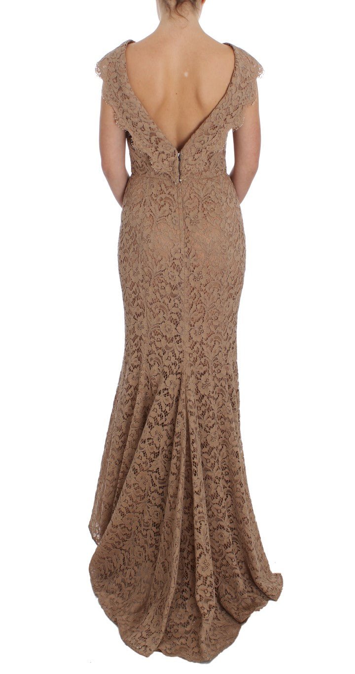 Dolce & Gabbana Elegant Pink Floral Lace Maxi Dress - Sandy Store ByNet