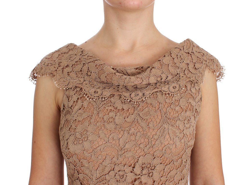 Dolce & Gabbana Elegant Pink Floral Lace Maxi Dress - Sandy Store ByNet