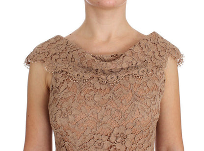 Dolce & Gabbana Elegant Pink Floral Lace Maxi Dress - Sandy Store ByNet
