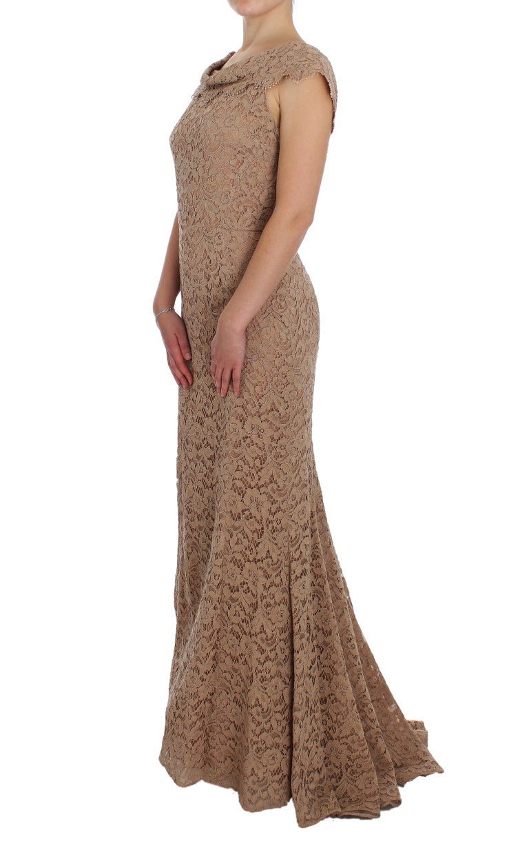 Dolce & Gabbana Elegant Pink Floral Lace Maxi Dress - Sandy Store ByNet