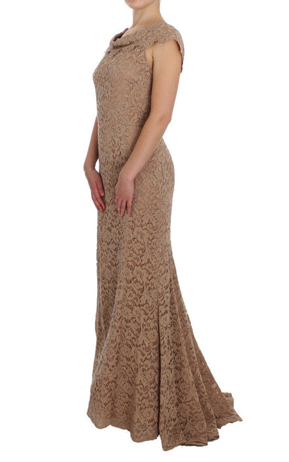 Dolce & Gabbana Elegant Pink Floral Lace Maxi Dress - Sandy Store ByNet