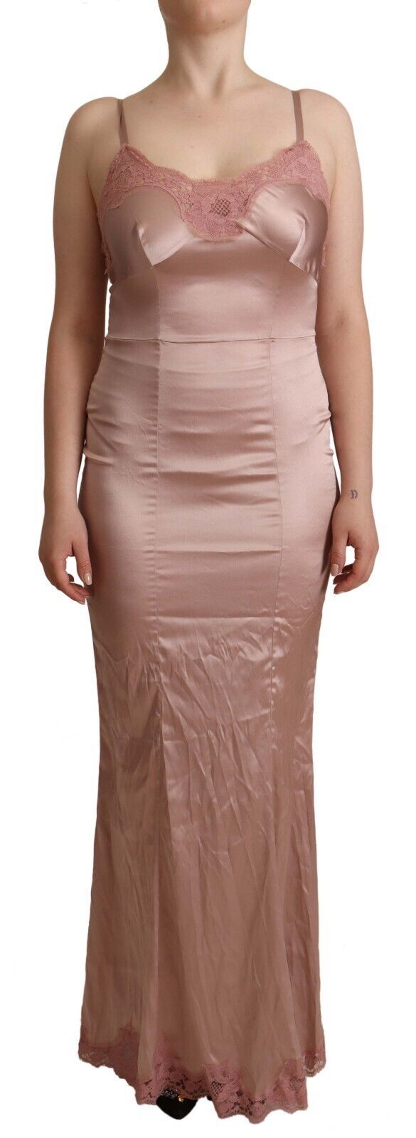 Dolce & Gabbana Elegant Pink Lace Maxi Bodycon Dress - Sandy Store ByNet