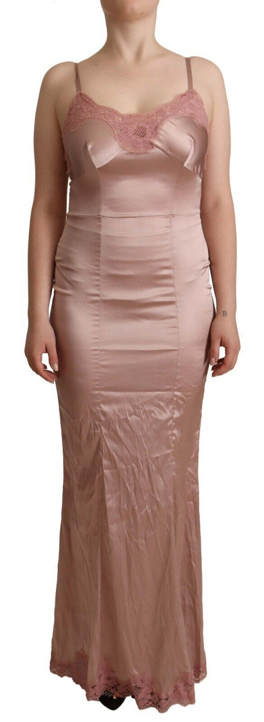 Dolce & Gabbana Elegant Pink Lace Maxi Bodycon Dress - Sandy Store ByNet