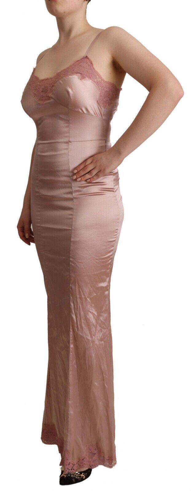 Dolce & Gabbana Elegant Pink Lace Maxi Bodycon Dress - Sandy Store ByNet