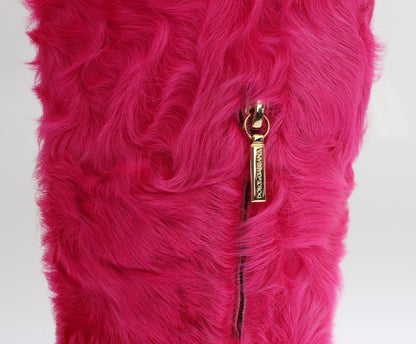 Dolce & Gabbana Elegant Pink Lambskin Fur Boots - Sandy Store ByNet