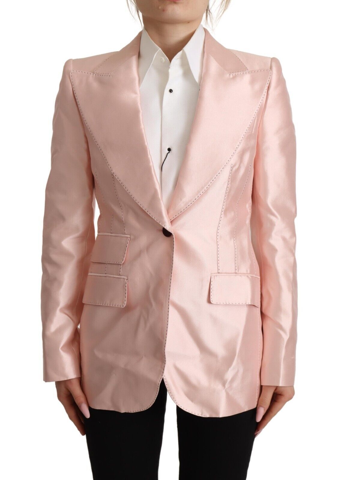 Dolce & Gabbana Elegant Pink Silk Blazer Jacket - Sandy Store ByNet