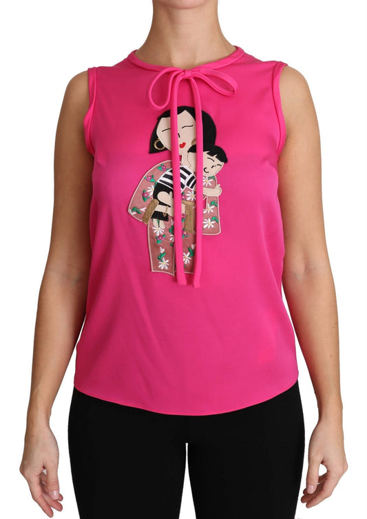 Dolce & Gabbana Elegant Pink Silk Family Tank Top Shirt - Sandy Store ByNet
