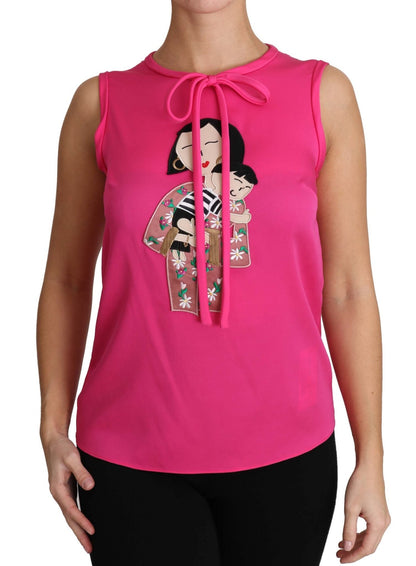 Dolce & Gabbana Elegant Pink Silk Family Tank Top Shirt - Sandy Store ByNet