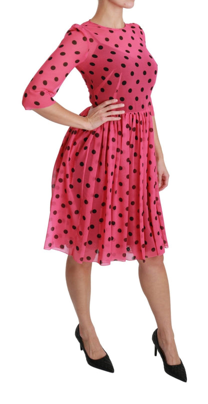 Dolce & Gabbana Elegant Polka Dot A - Line Knee Length Dress - Sandy Store ByNet