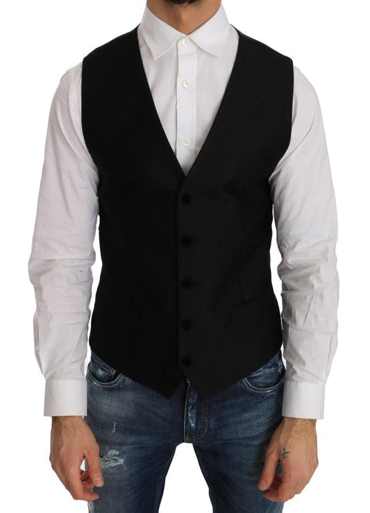 Dolce & Gabbana Elegant Polka Dot Black Dress Vest - Sandy Store ByNet
