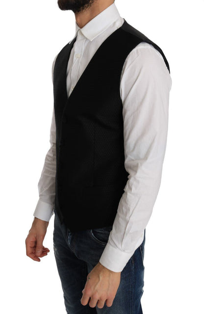 Dolce & Gabbana Elegant Polka Dot Black Dress Vest - Sandy Store ByNet