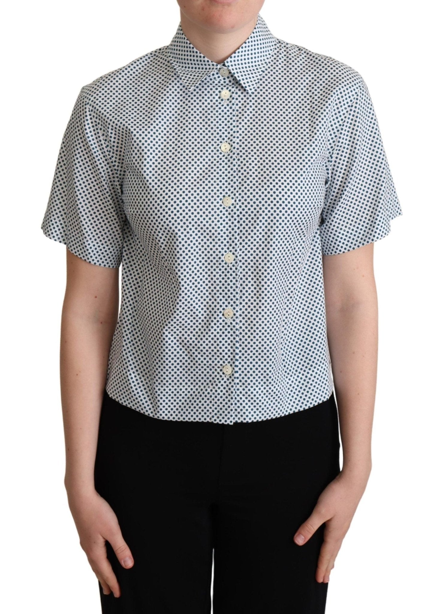 Dolce & Gabbana Elegant Polka Dot Cotton Polo Shirt - Sandy Store ByNet