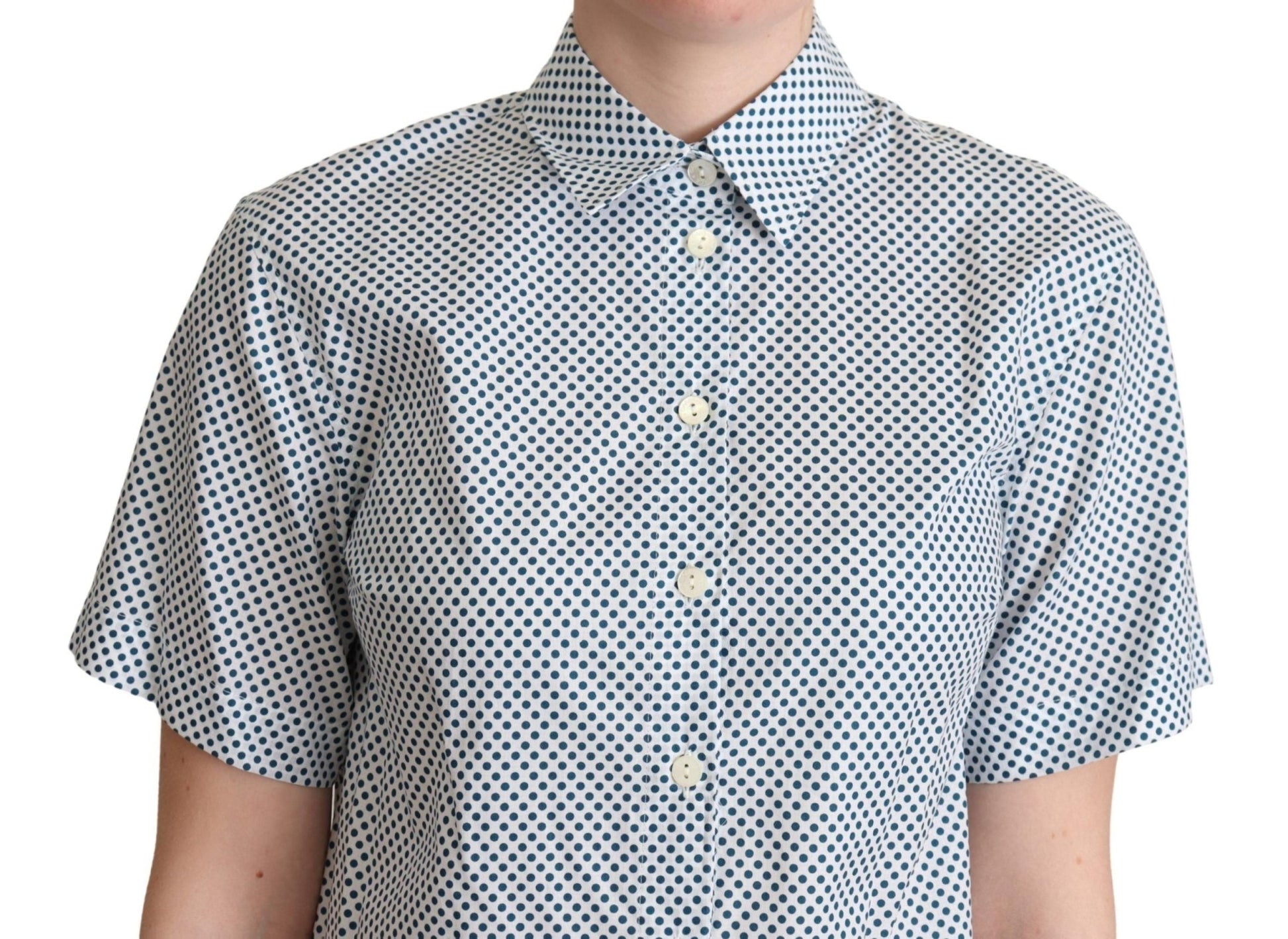 Dolce & Gabbana Elegant Polka Dot Cotton Polo Shirt - Sandy Store ByNet