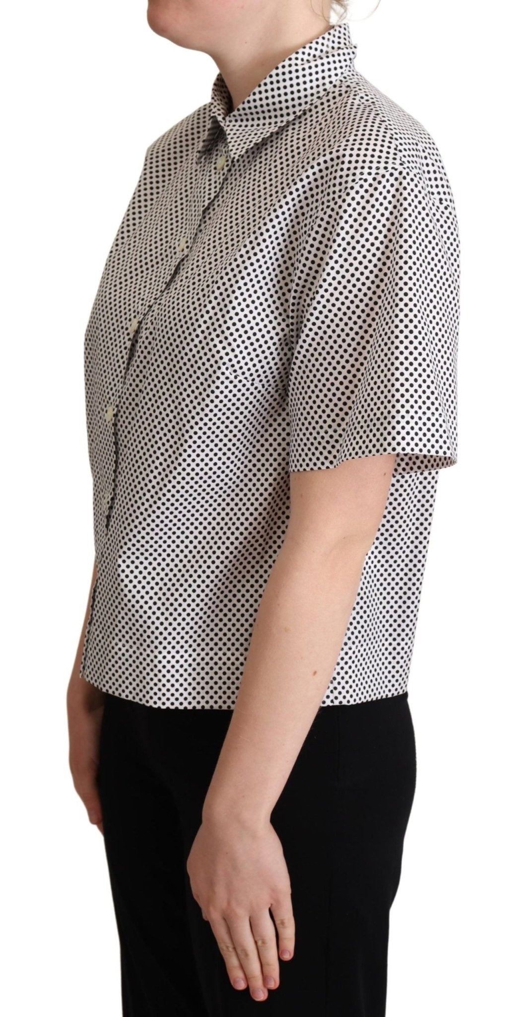 Dolce & Gabbana Elegant Polka Dot Cotton Polo Top - Sandy Store ByNet