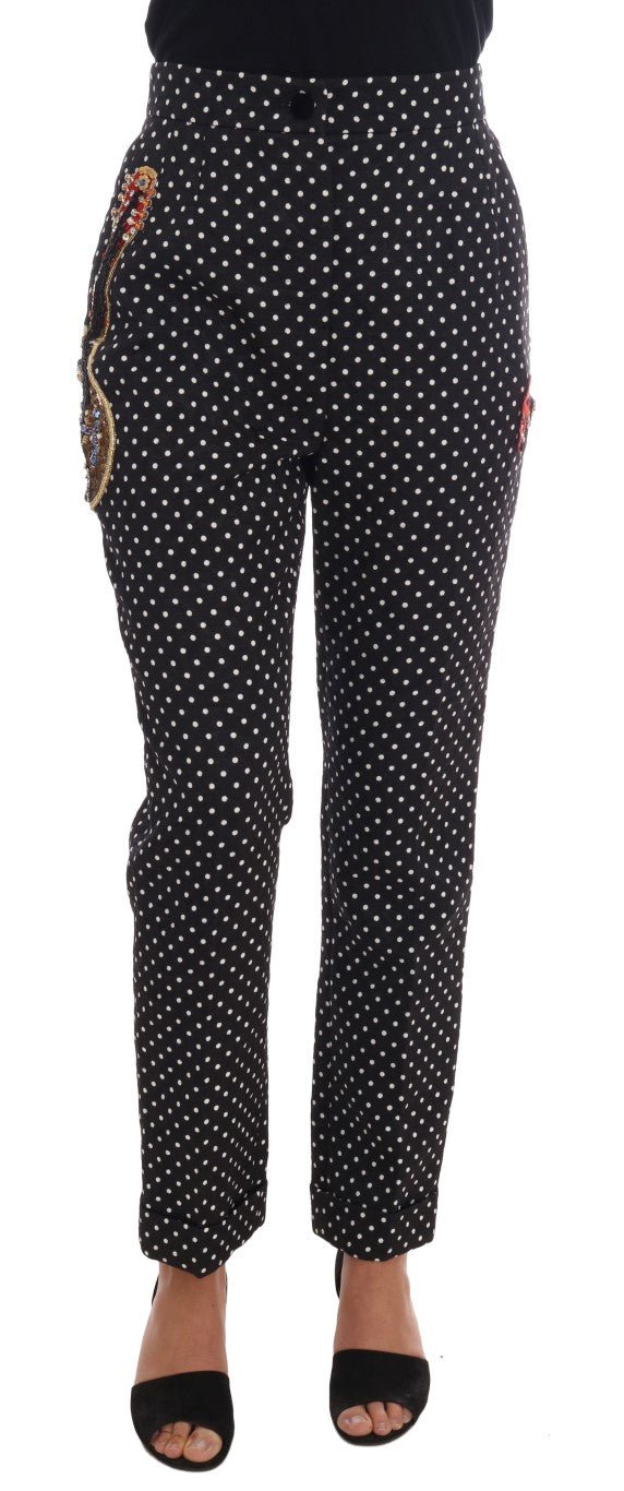 Dolce & Gabbana Elegant Polka Dot Embellished Trousers - Sandy Store ByNet