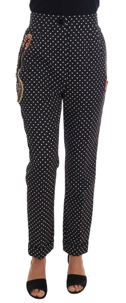 Dolce & Gabbana Elegant Polka Dot Embellished Trousers - Sandy Store ByNet