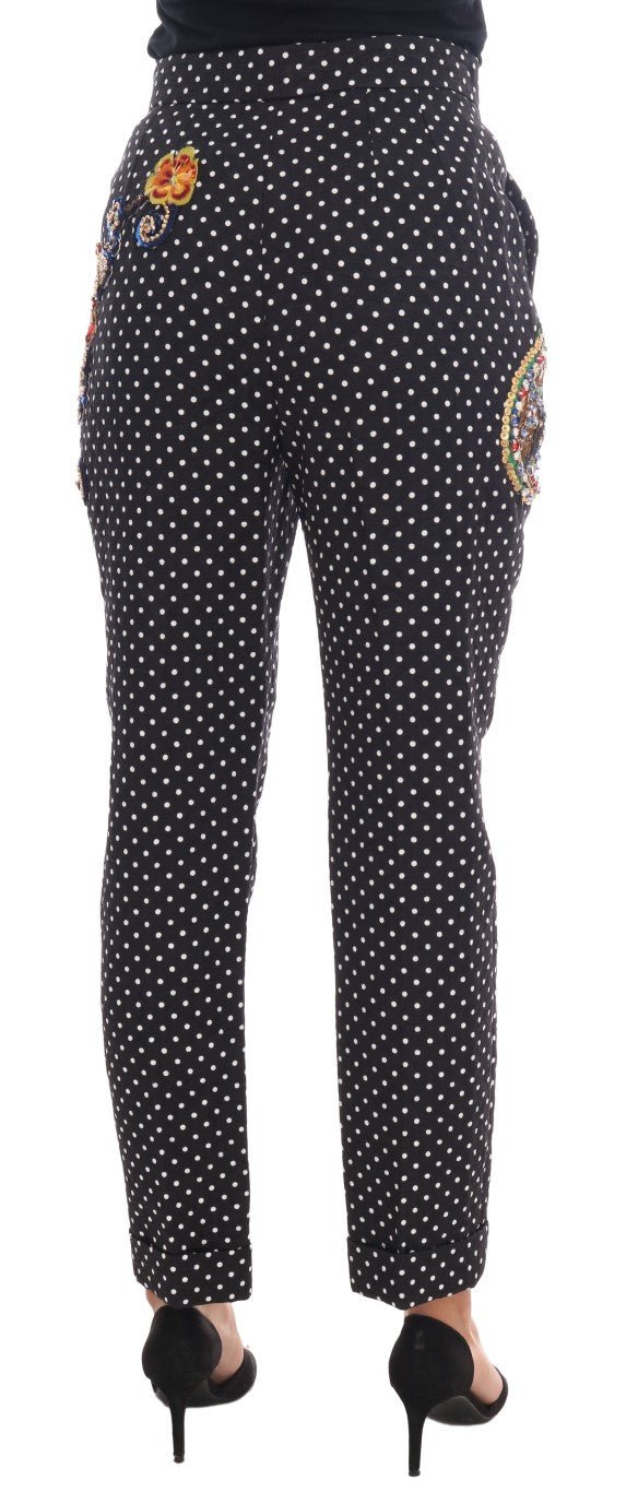 Dolce & Gabbana Elegant Polka Dot Embellished Trousers - Sandy Store ByNet