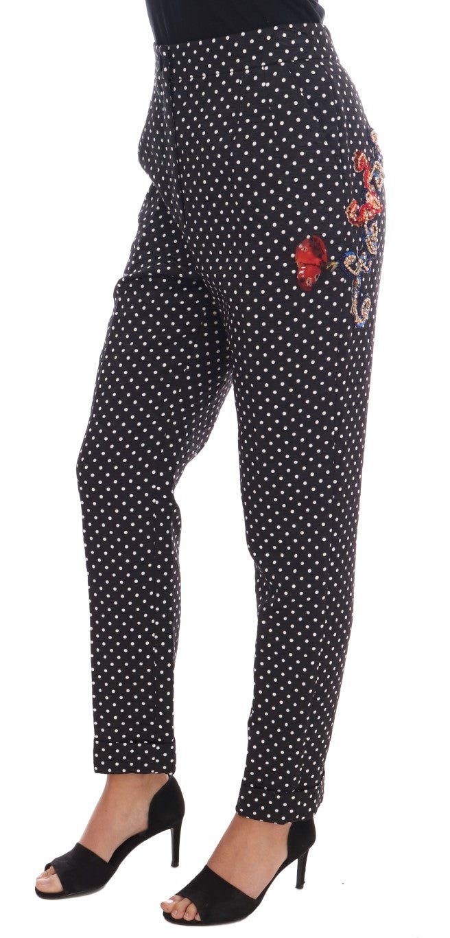 Dolce & Gabbana Elegant Polka Dot Embellished Trousers - Sandy Store ByNet