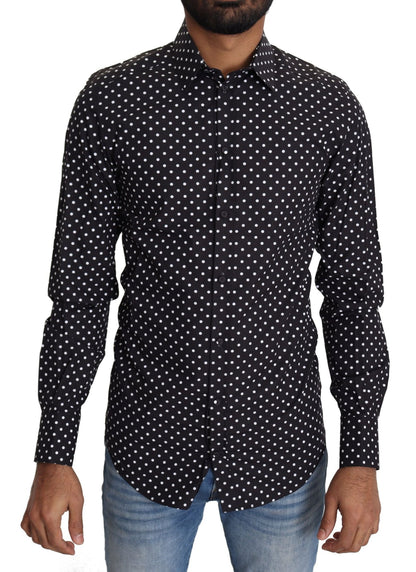 Dolce & Gabbana Elegant Polka Dot Men's Long Sleeve Shirt - Sandy Store ByNet