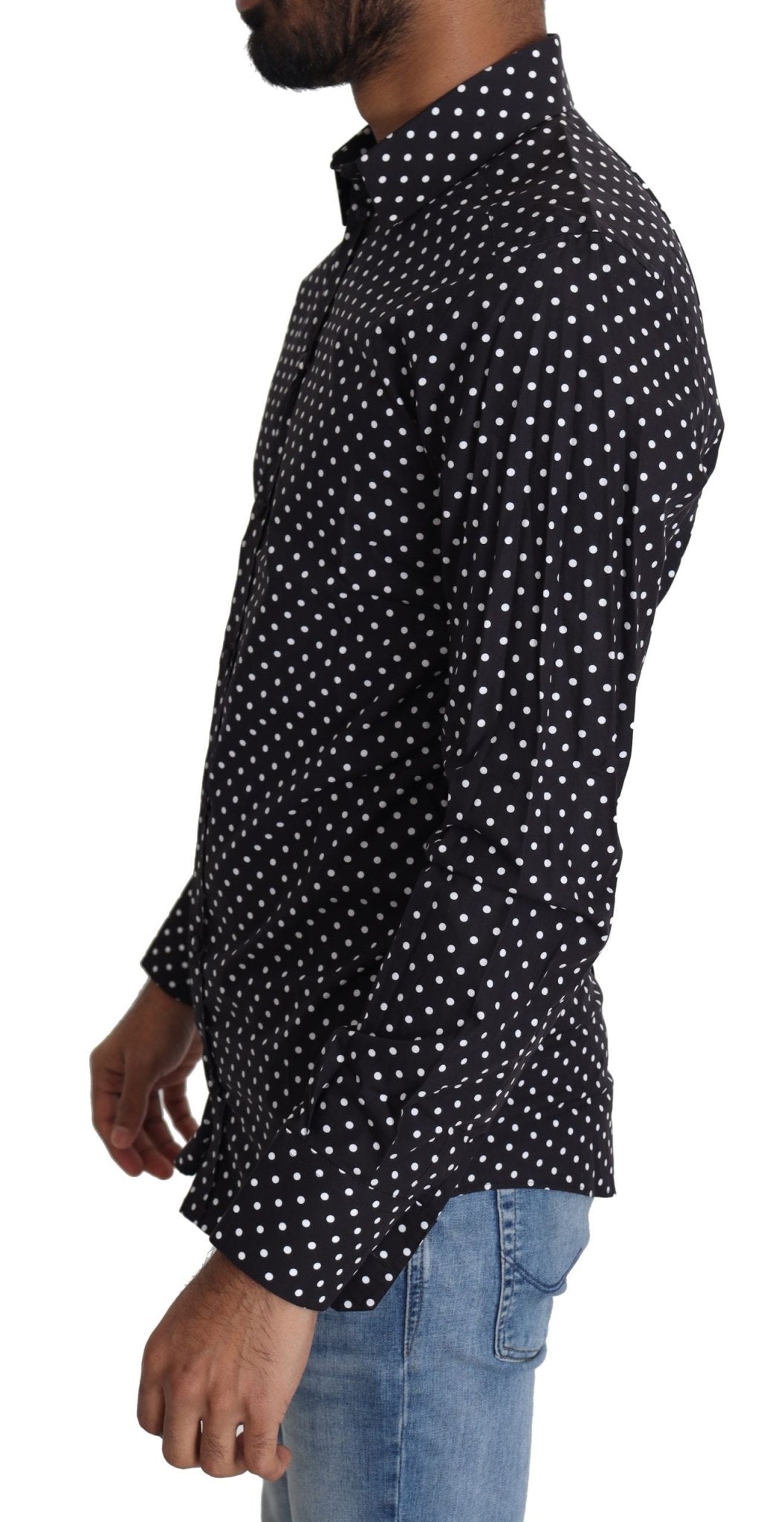 Dolce & Gabbana Elegant Polka Dot Men's Long Sleeve Shirt - Sandy Store ByNet