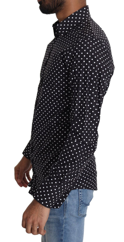 Dolce & Gabbana Elegant Polka Dot Men's Long Sleeve Shirt - Sandy Store ByNet
