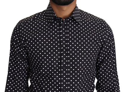 Dolce & Gabbana Elegant Polka Dot Men's Long Sleeve Shirt - Sandy Store ByNet
