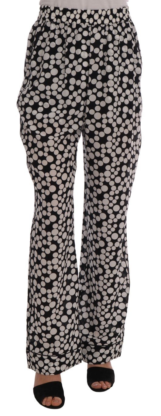 Dolce & Gabbana Elegant Polka Dot Silk High - Waist Pants - Sandy Store ByNet