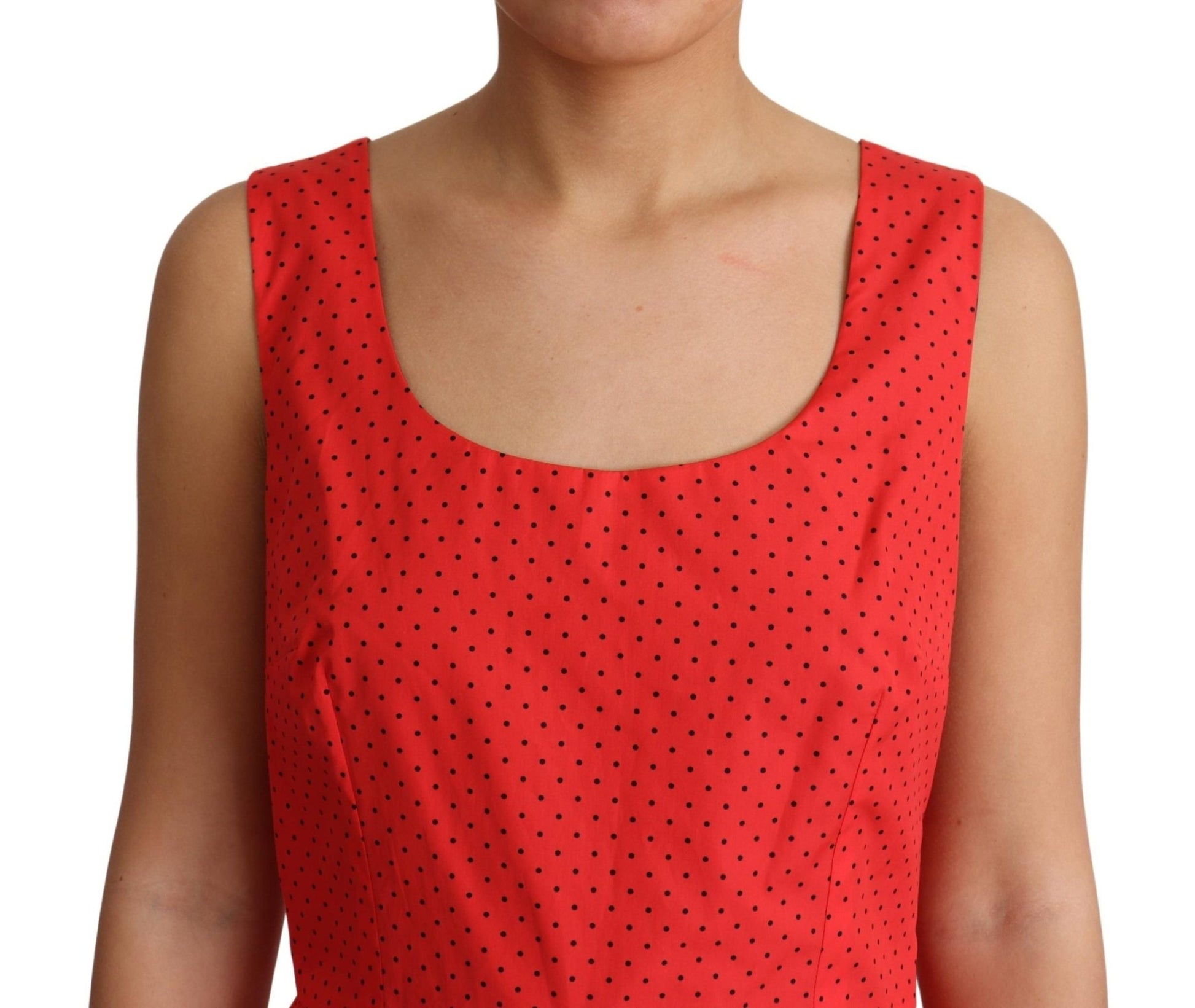 Dolce & Gabbana Elegant Polka Dotted A - Line Sleeveless Dress - Sandy Store ByNet