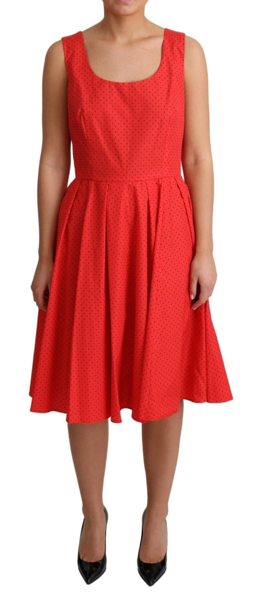 Dolce & Gabbana Elegant Polka Dotted A - Line Sleeveless Dress - Sandy Store ByNet