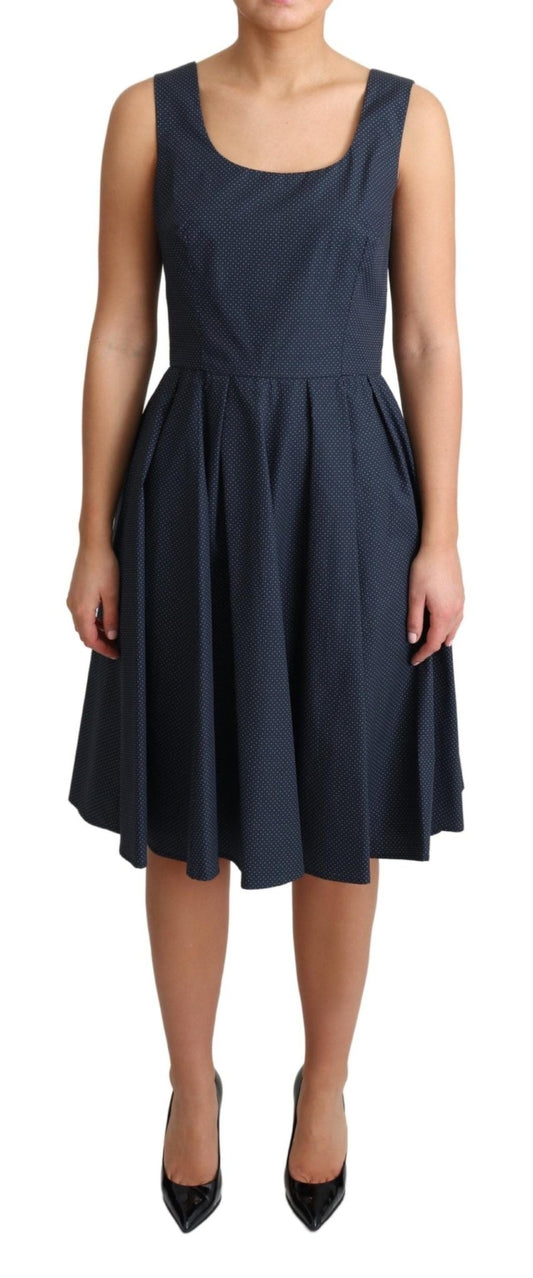 Dolce & Gabbana Elegant Polka - Dotted Blue A - Line Dress - Sandy Store ByNet
