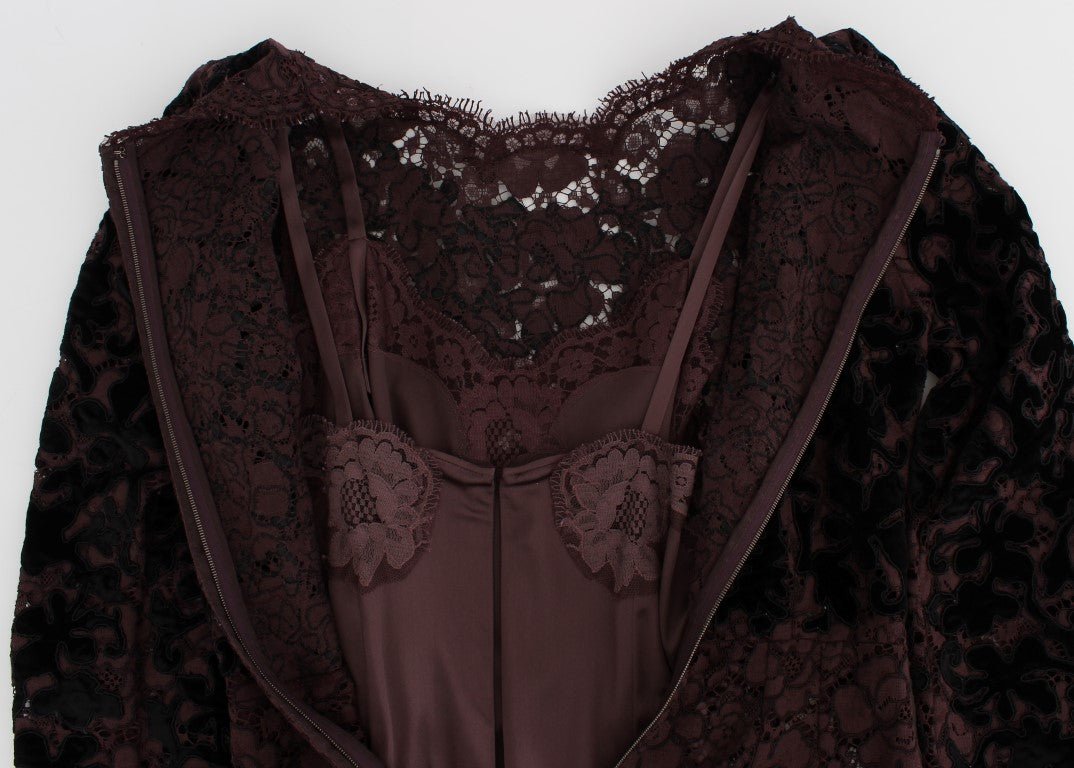 Dolce & Gabbana Elegant Purple Floral Lace Maxi Dress - Sandy Store ByNet