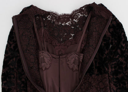 Dolce & Gabbana Elegant Purple Floral Lace Maxi Dress - Sandy Store ByNet