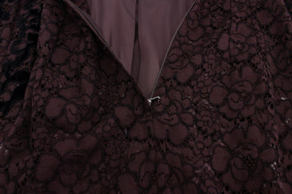 Dolce & Gabbana Elegant Purple Floral Lace Maxi Dress - Sandy Store ByNet