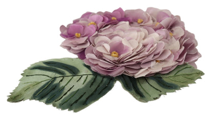 Dolce & Gabbana Elegant Purple Floral Silk Blend Brooch - Sandy Store ByNet