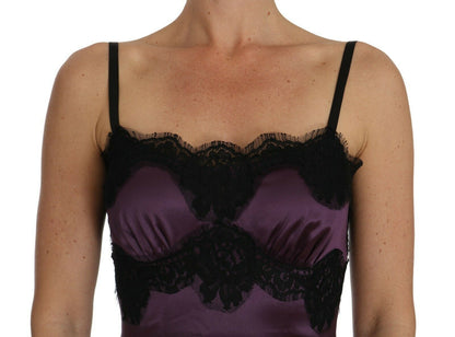 Dolce & Gabbana Elegant Purple Silk Lace Chemise Dress - Sandy Store ByNet