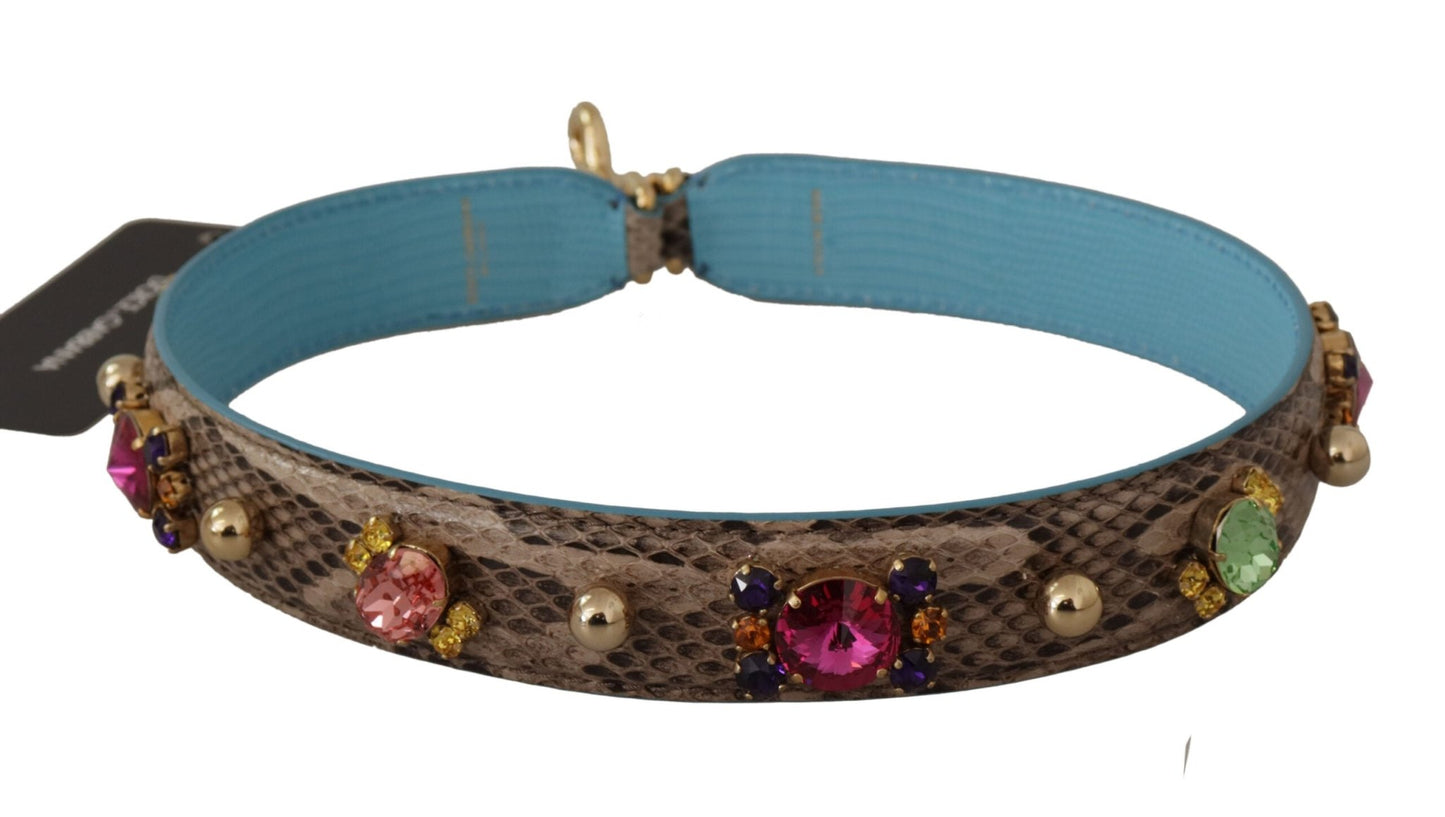 Dolce & Gabbana Elegant Python Leather Shoulder Strap Accessory - Sandy Store ByNet
