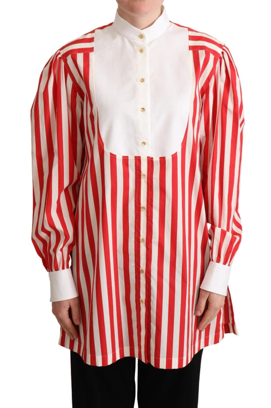 Dolce & Gabbana Elegant Red and White Stripe Cotton Polo Top - Sandy Store ByNet