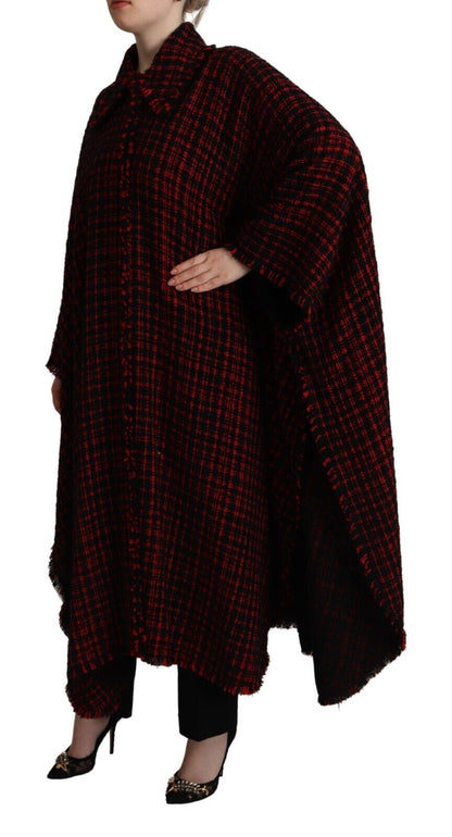 Dolce & Gabbana Elegant Red & Black Long Sleeve Overcoat Jacket - Sandy Store ByNet