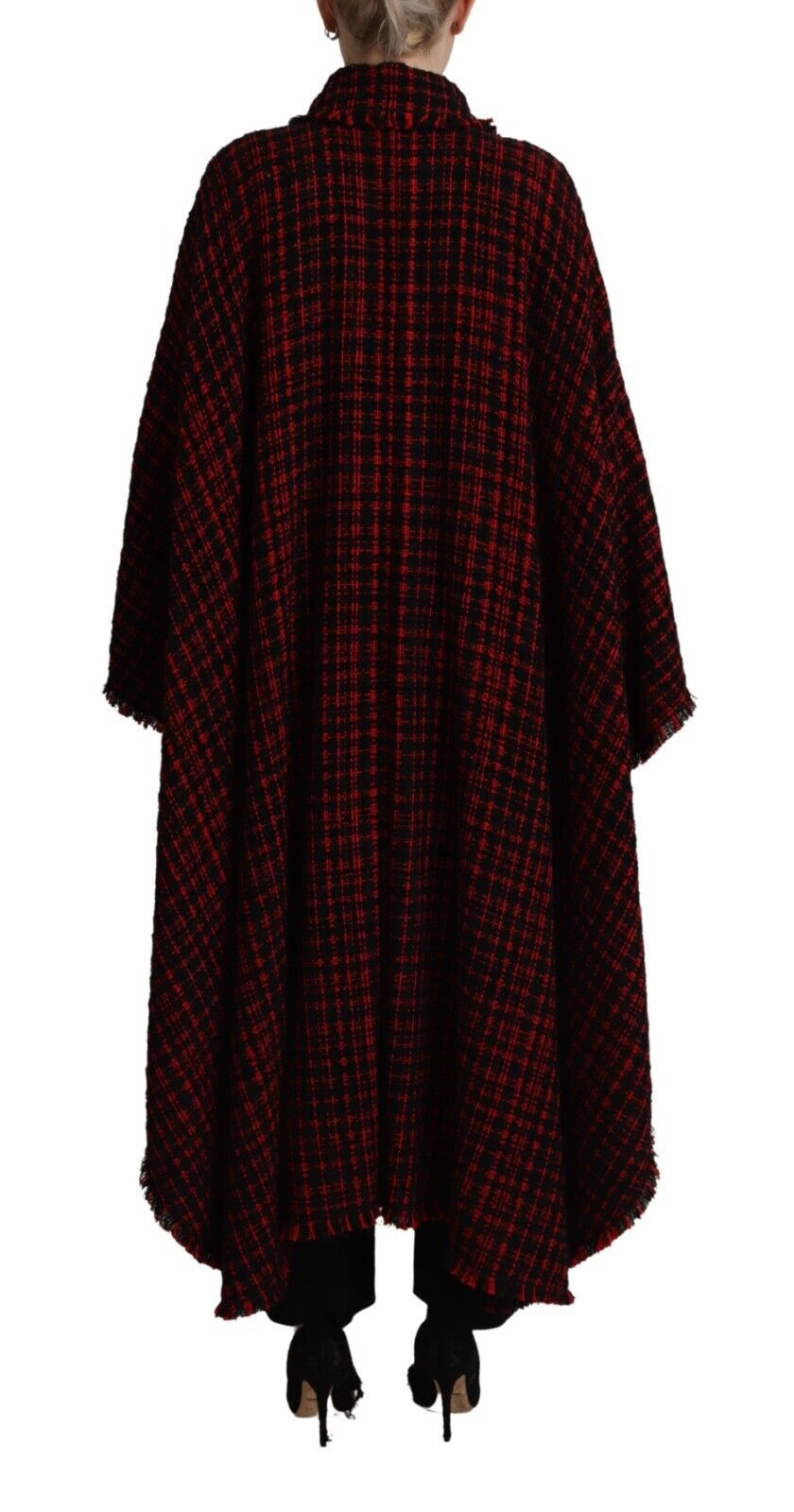 Dolce & Gabbana Elegant Red & Black Long Sleeve Overcoat Jacket - Sandy Store ByNet