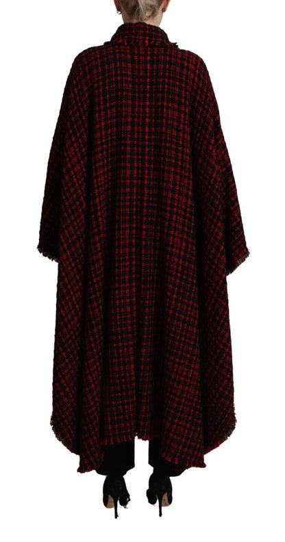Dolce & Gabbana Elegant Red & Black Long Sleeve Overcoat Jacket - Sandy Store ByNet