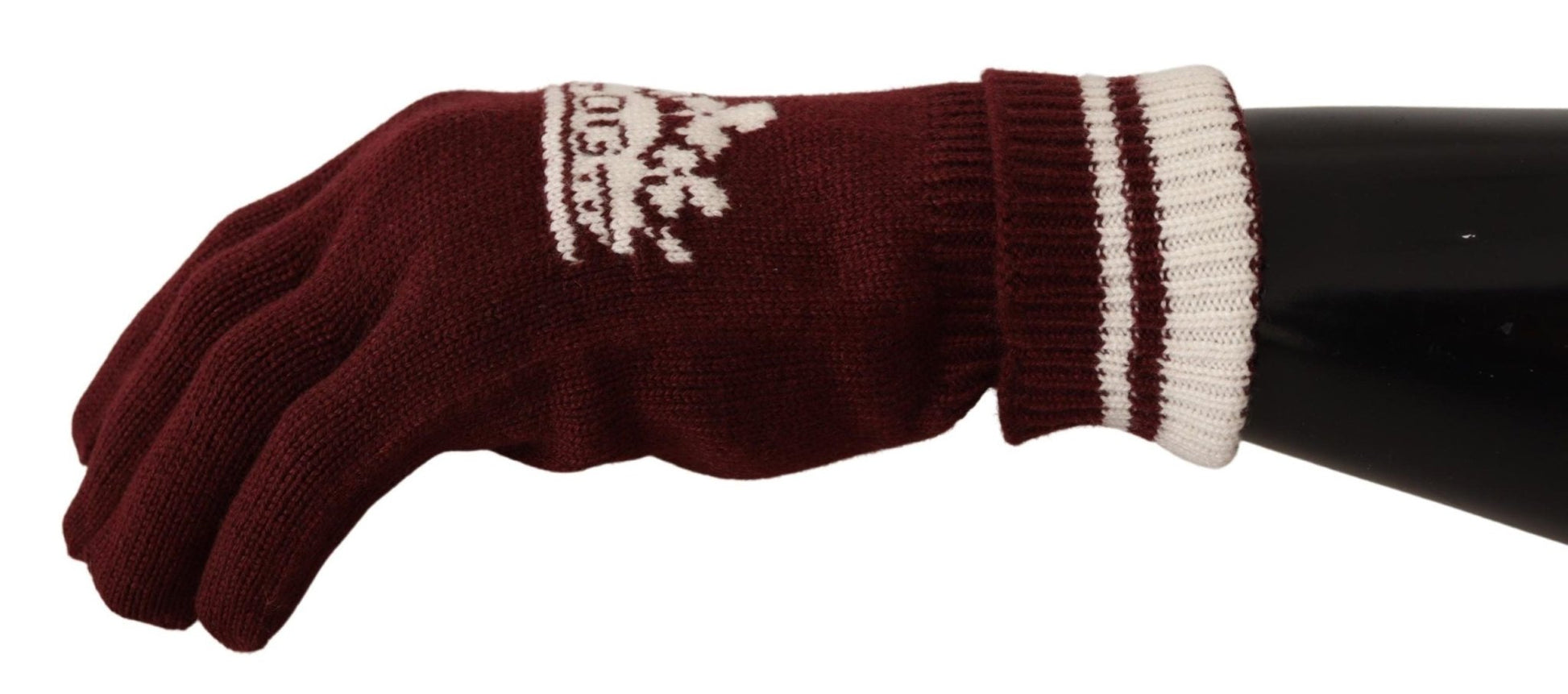Dolce & Gabbana Elegant Red Cashmere Gloves with Crown Motif - Sandy Store ByNet
