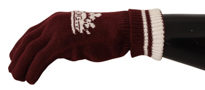 Dolce & Gabbana Elegant Red Cashmere Gloves with Crown Motif - Sandy Store ByNet