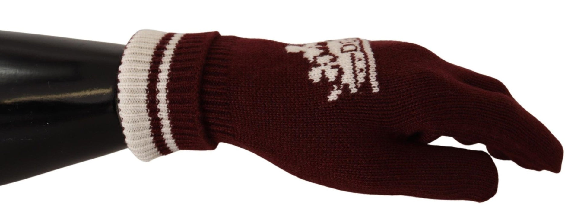 Dolce & Gabbana Elegant Red Cashmere Gloves with Crown Motif - Sandy Store ByNet