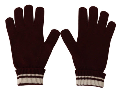 Dolce & Gabbana Elegant Red Cashmere Gloves with Crown Motif - Sandy Store ByNet