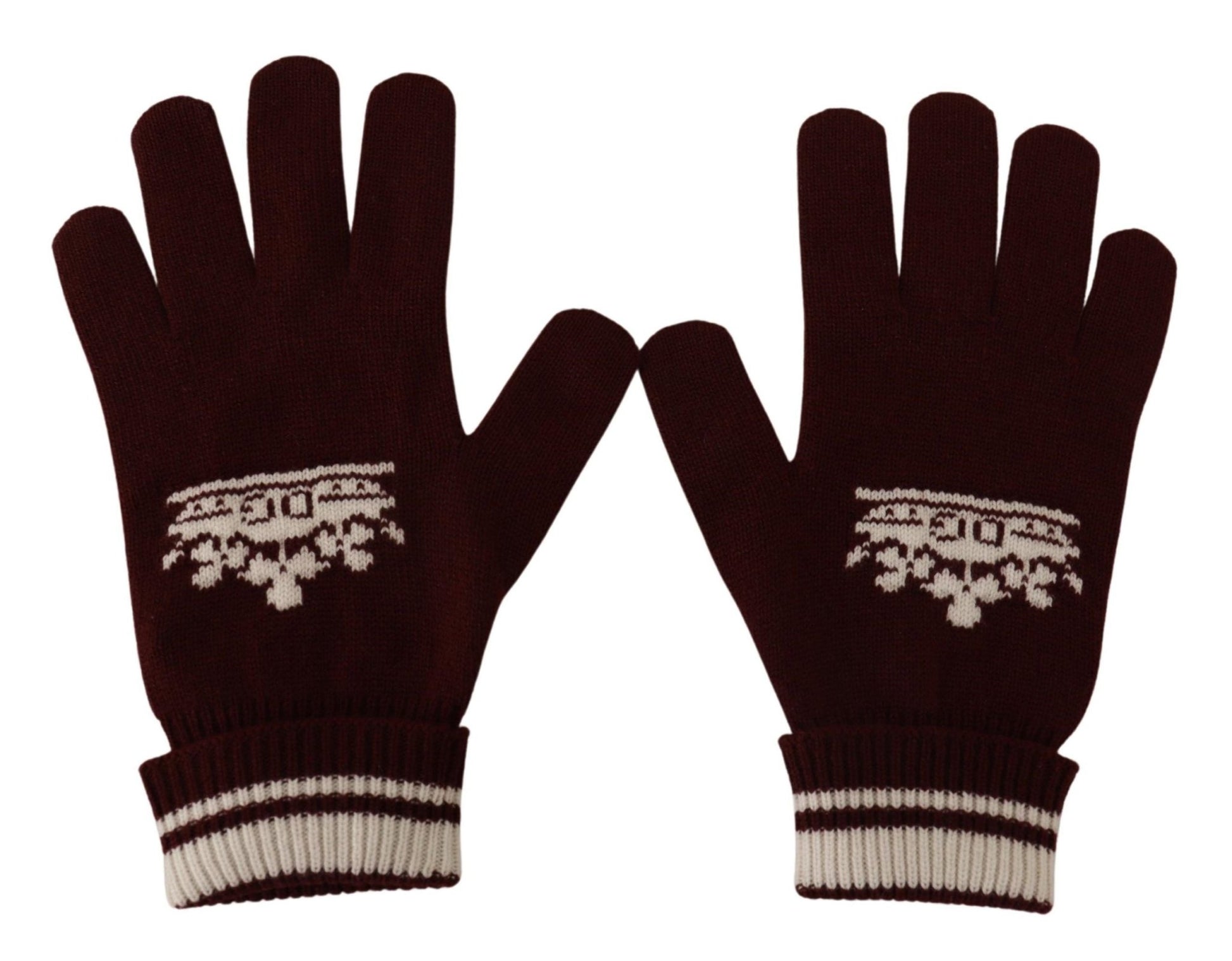 Dolce & Gabbana Elegant Red Cashmere Gloves with Crown Motif - Sandy Store ByNet