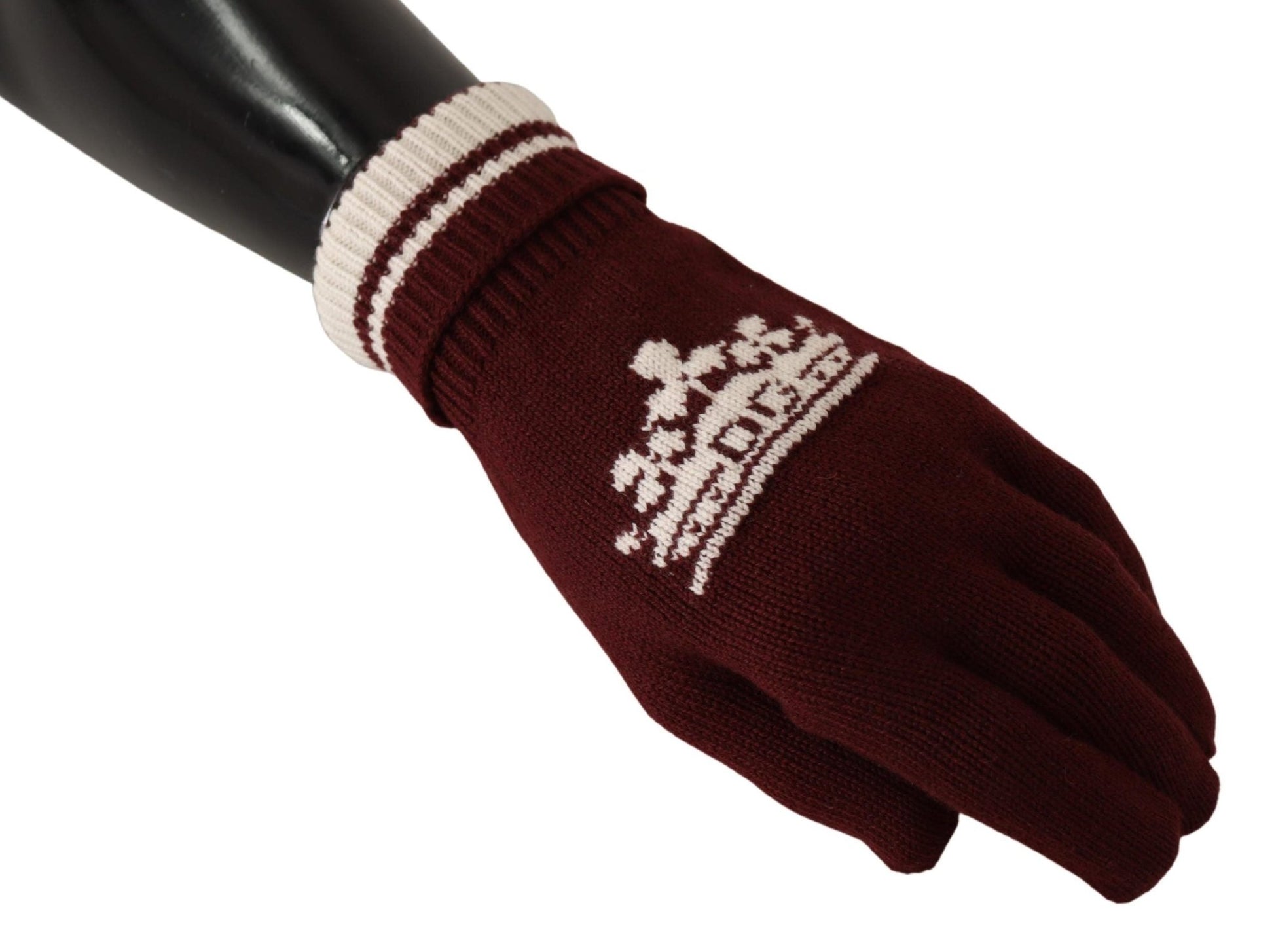 Dolce & Gabbana Elegant Red Cashmere Gloves with Crown Motif - Sandy Store ByNet