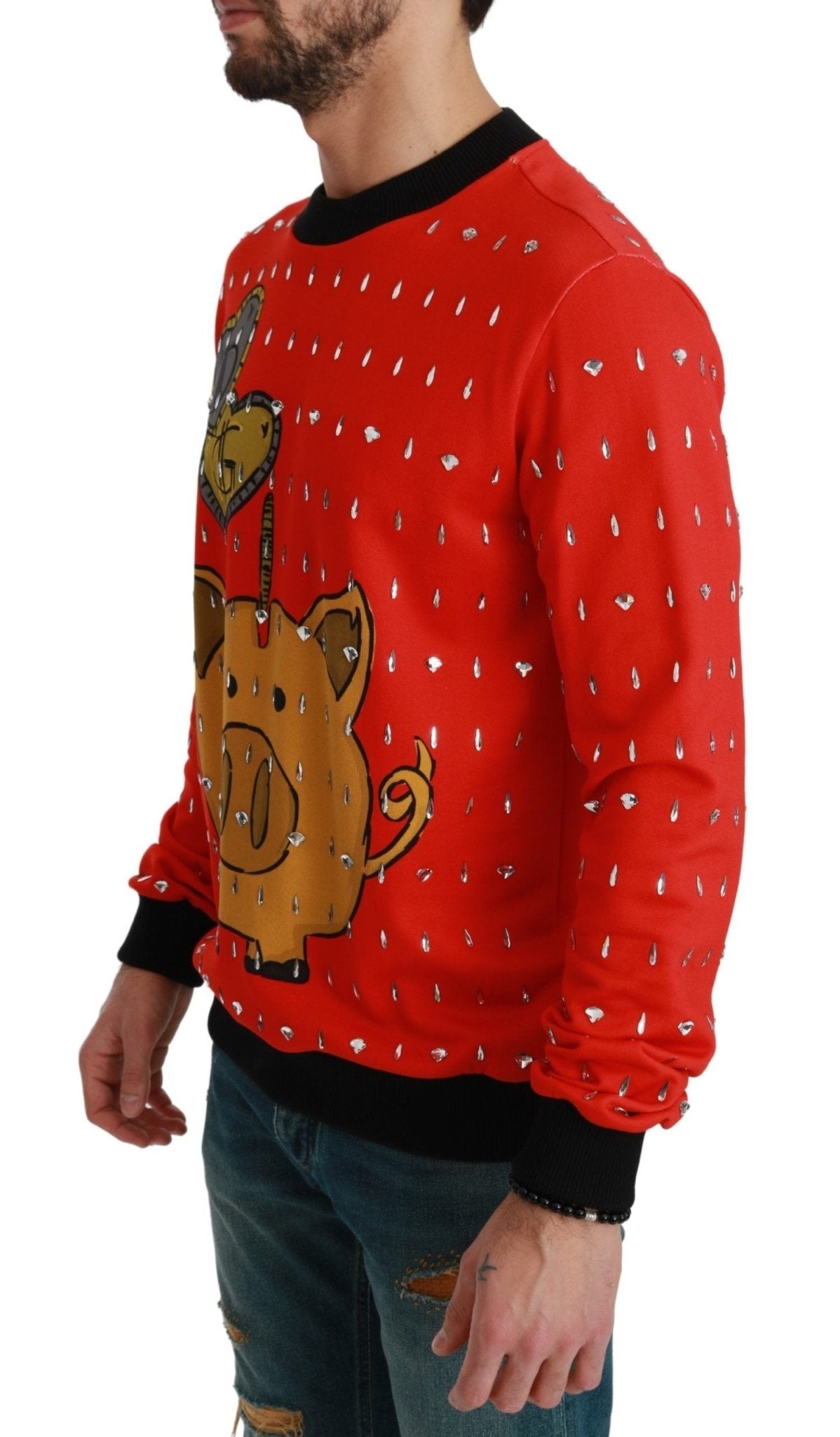 Dolce & Gabbana Elegant Red Crystal - Embellished Pullover Sweater - Sandy Store ByNet