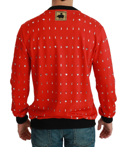 Dolce & Gabbana Elegant Red Crystal - Embellished Pullover Sweater - Sandy Store ByNet